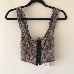 Urban Romantics Animal Print Ruffle Corset Style Crop Top, NWT